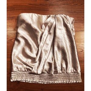 bebe Champagne Silk Tube Top (w/ Removable Strap)